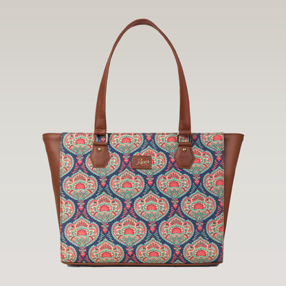 Vegan Leather Floral Flourish Tote Laptop Bag For Women
