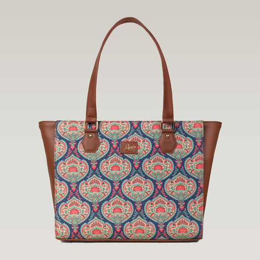 Vegan Leather Floral Flourish Tote Laptop Bag For Women