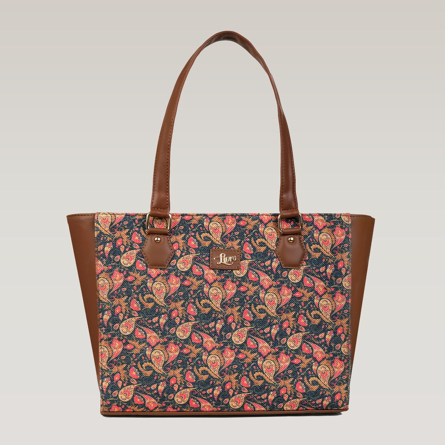Vegan Leather Paisley Floral Tote Laptop Bag For Women