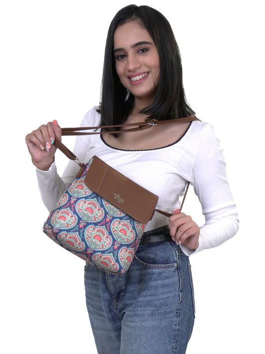 Vegan Leather Floral Flourish Sling Bag