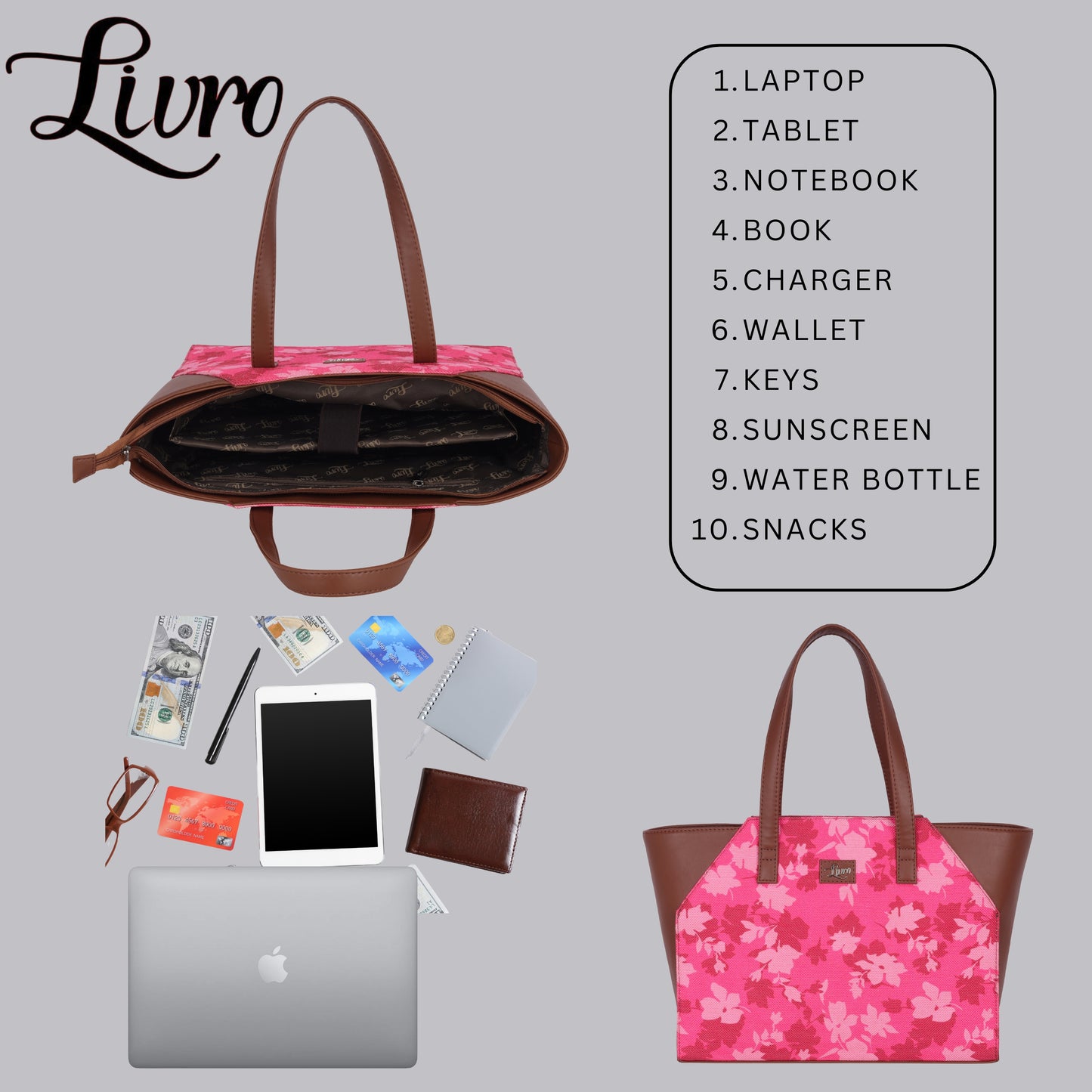 Vegan Leather Women's Office Bag for 15.6 inch Laptop, MacBook and used to traveling for shopping It also has a lot of storage space