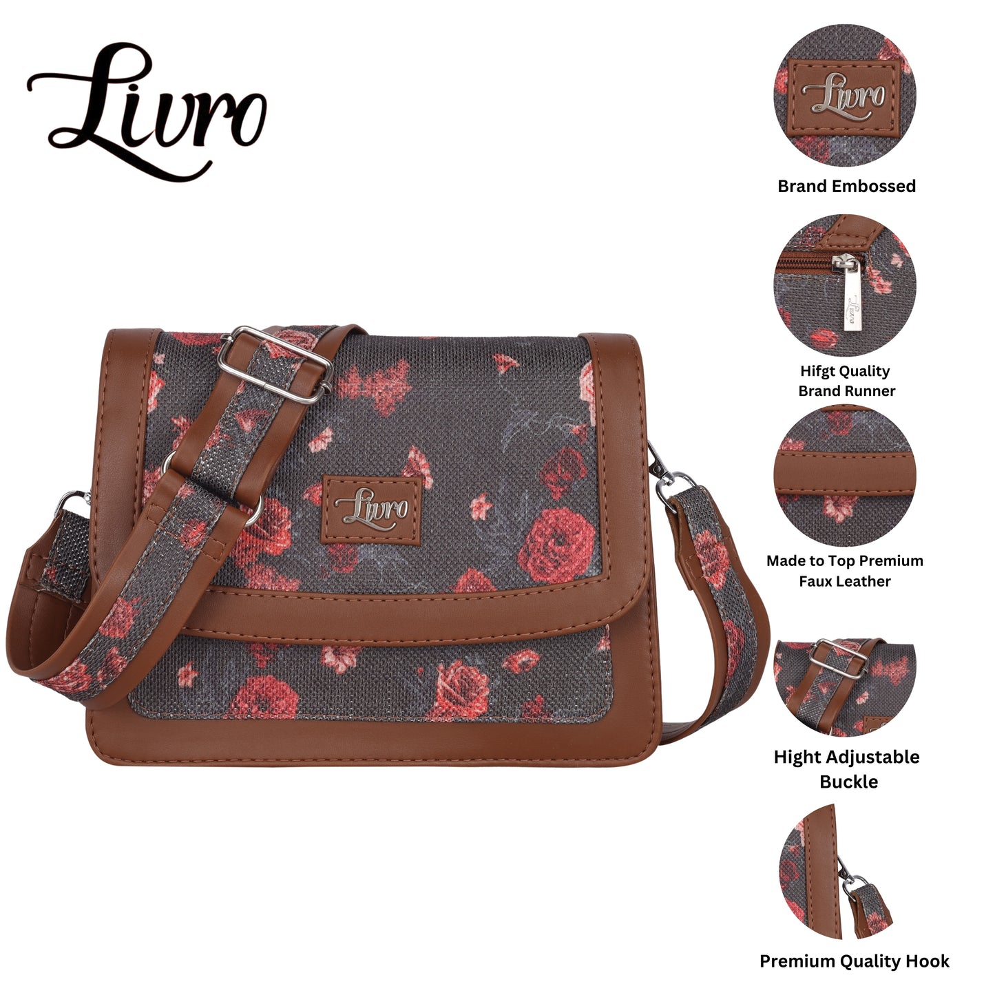 LIVRO Jute Printed Hand Crafted Vegan Leather styles Flap Sling Bag