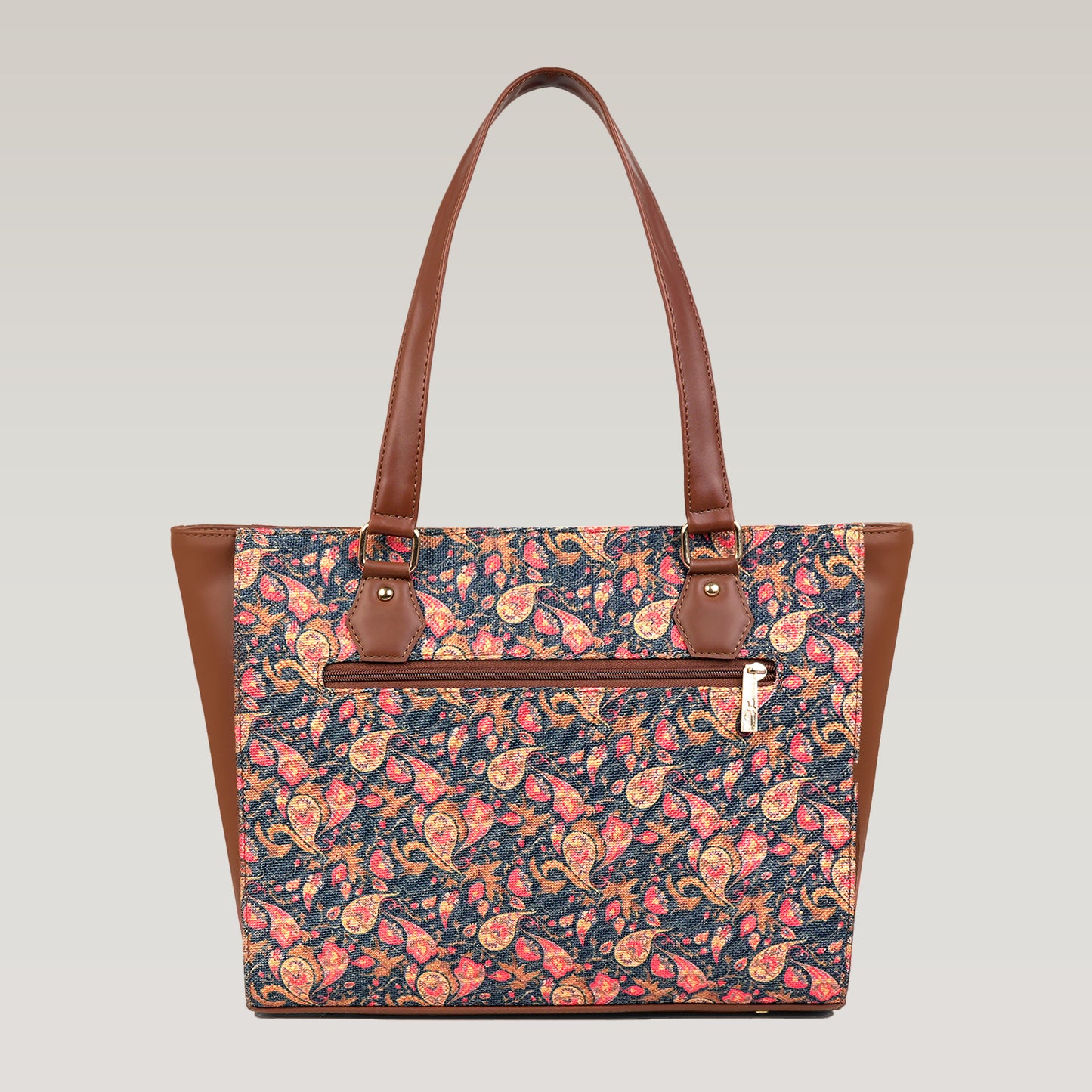 Vegan Leather Paisley Floral Tote Laptop Bag For Women