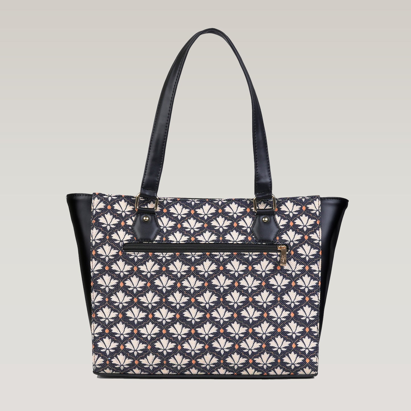 Vegan Leather Deco Floral Tote Laptop Bag For Women