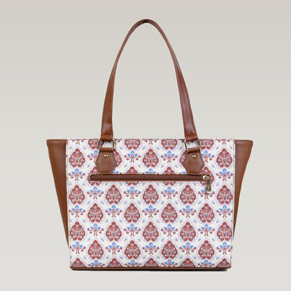 Vegan Leather Purple White Tote Laptop Bag For Women