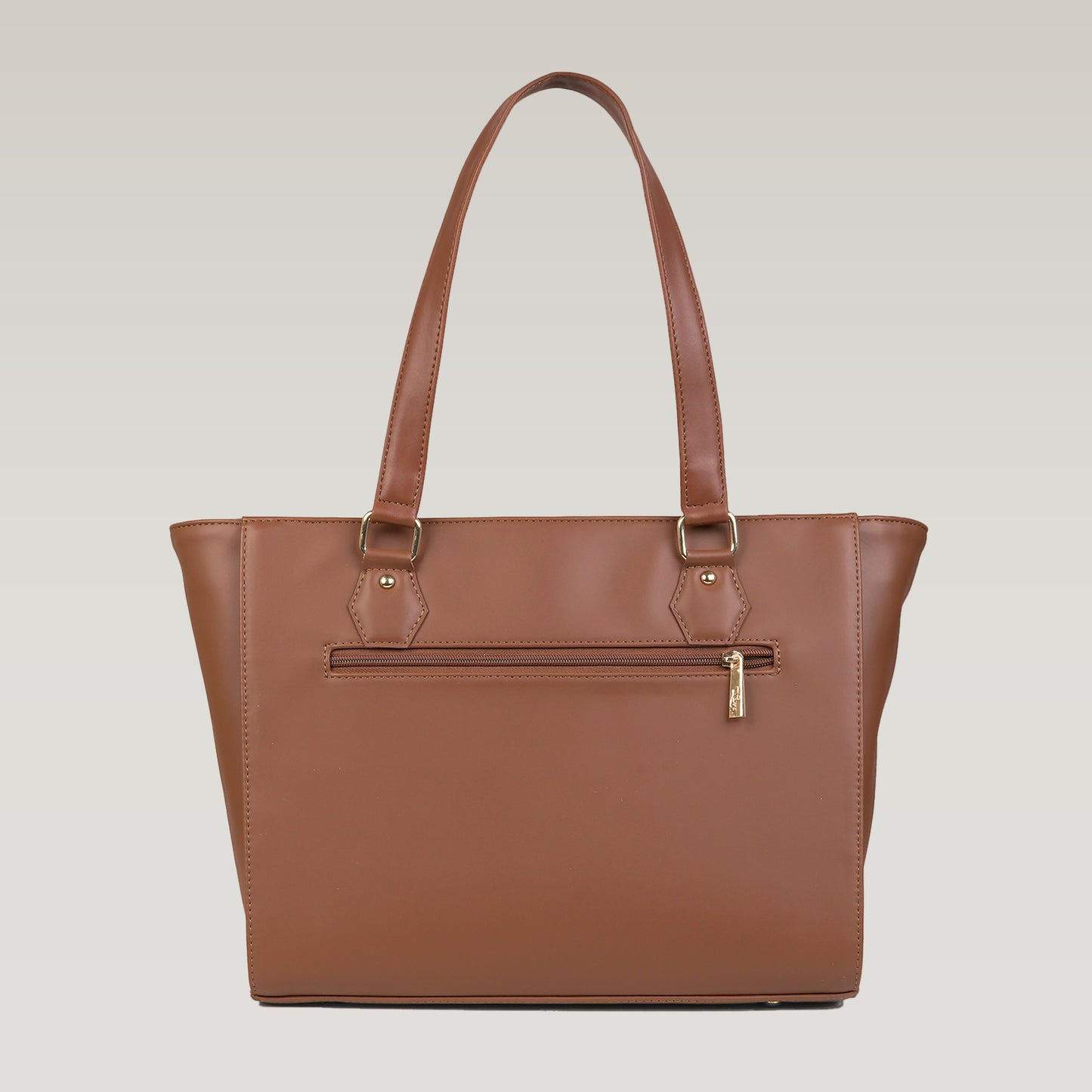 Vegan Leather Brown Tote Laptop Bag For Women