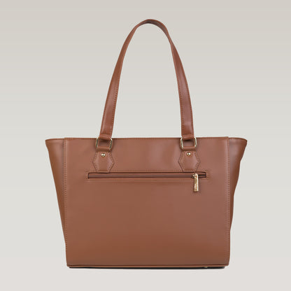 Vegan Leather Brown Tote Laptop Bag For Women