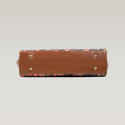 Vegan Leather Paisley Floral Tote Laptop Bag For Women