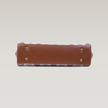 Vegan Leather Purple White Tote Laptop Bag For Women