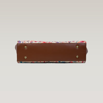 Vegan Leather Skecthy Floral Tote Laptop Bag For Women