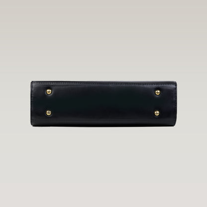 Vegan Leather Black Tote Laptop Bag For Women