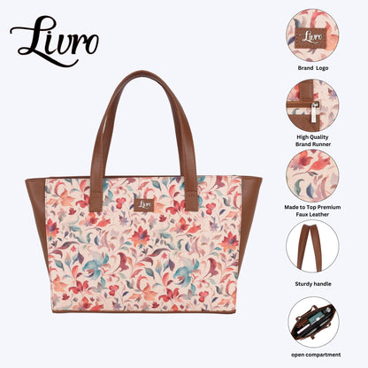 Sketchy Floral Beige Tote Bag