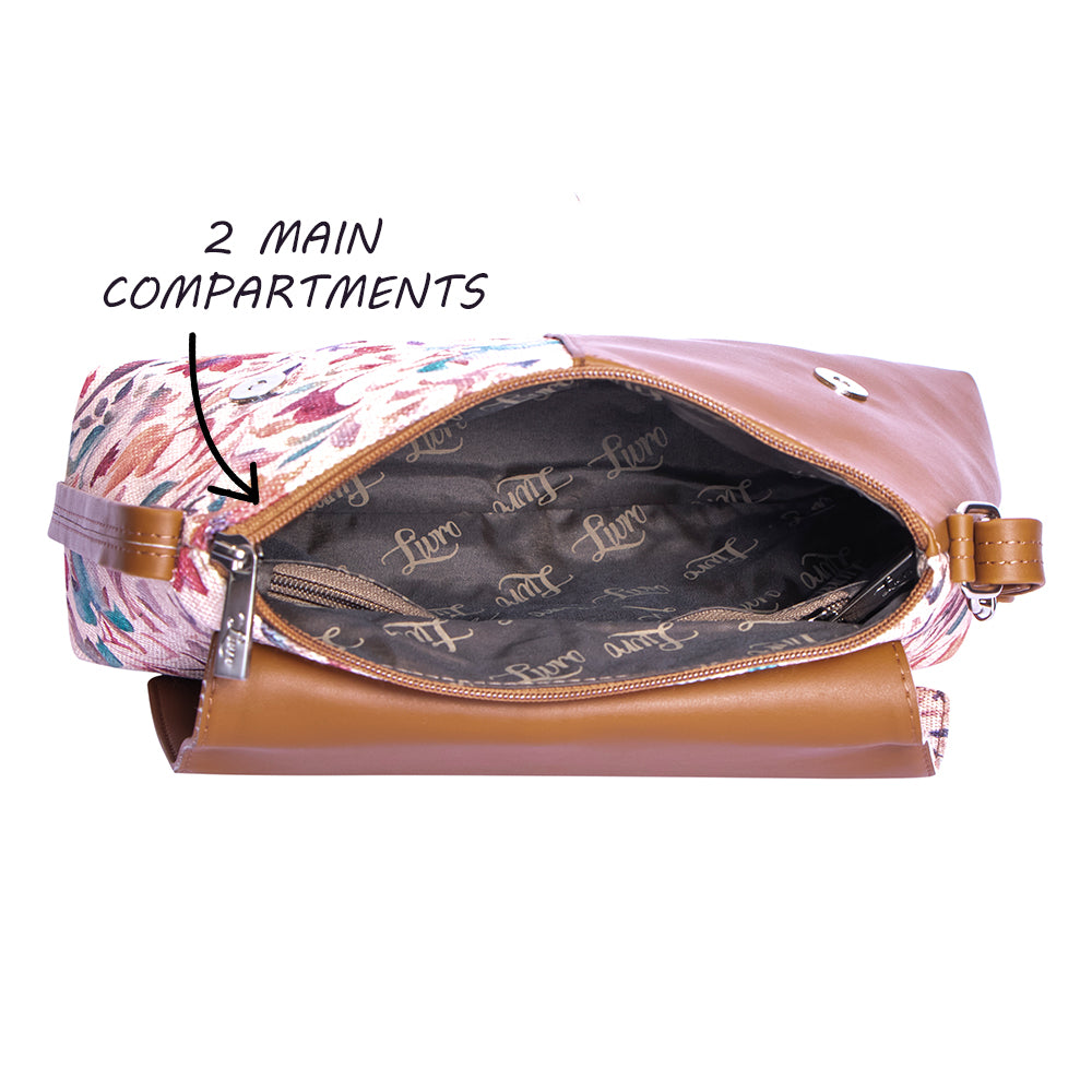 LIVRO Structured Sling Bag Women's Hand Crafted Vegan Leather Multicolor Flap Sling Bag