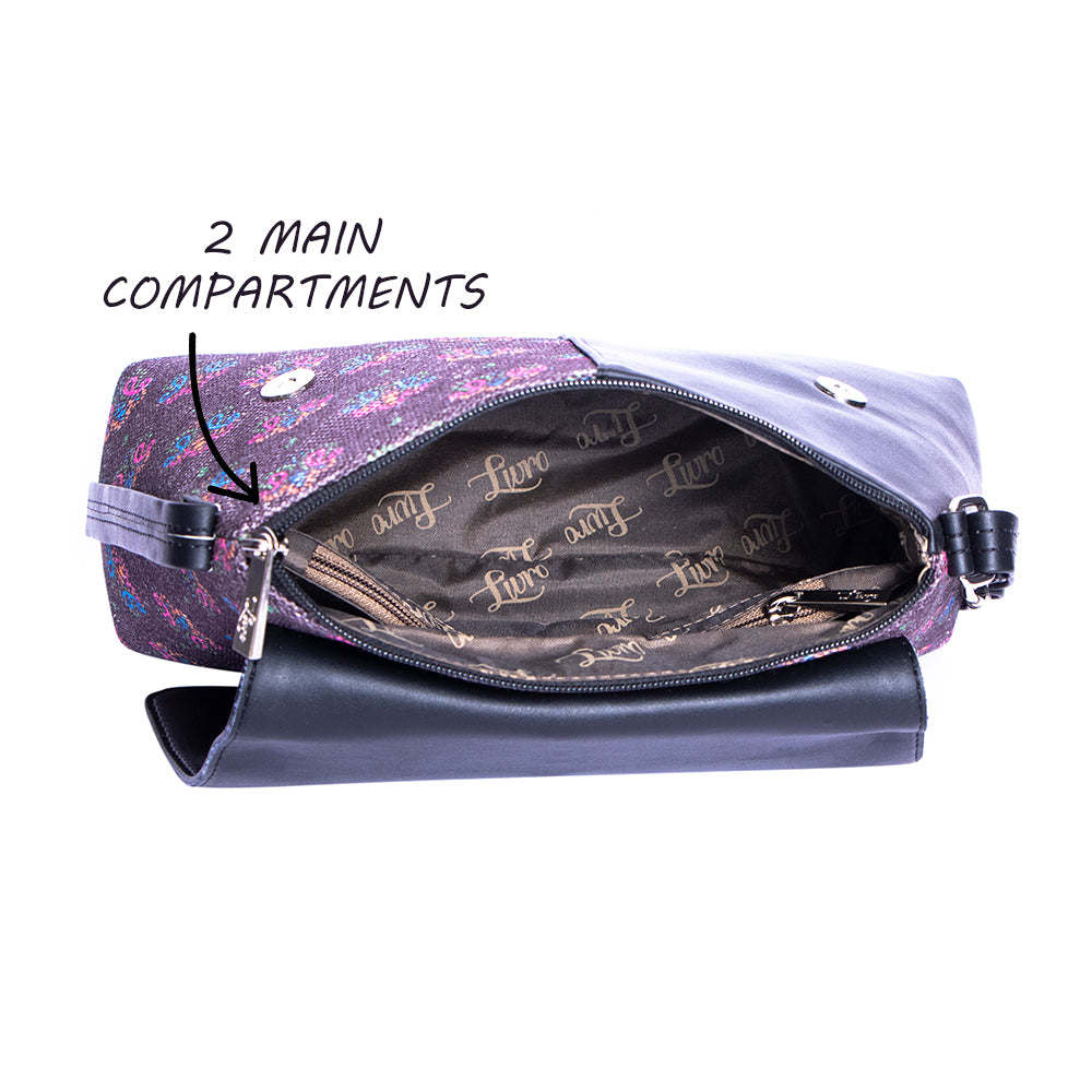 LIVRO Structured Sling Bag Women's Hand Crafted Vegan Leather Multicolor Flap Sling Bag