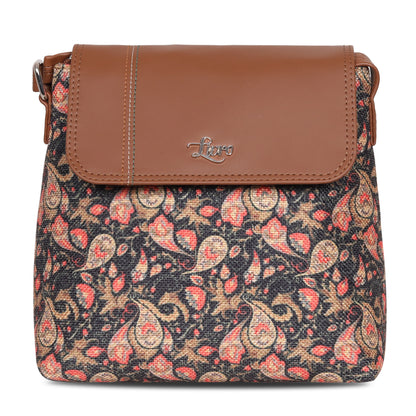 Pisley Floral Vegan Leather Jute Sling Bag