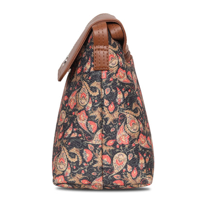 Pisley Floral Vegan Leather Jute Sling Bag