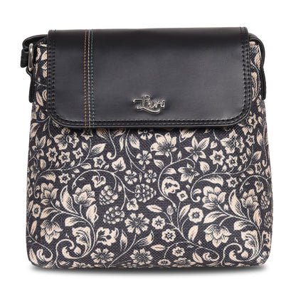 Deco Floral Vegan Leather Jute Sling Bag