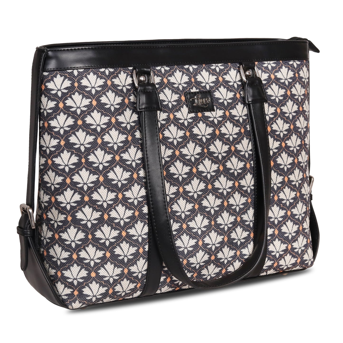 Vegan Leather Jute Printed Deco Floral Office & Laptop Bag