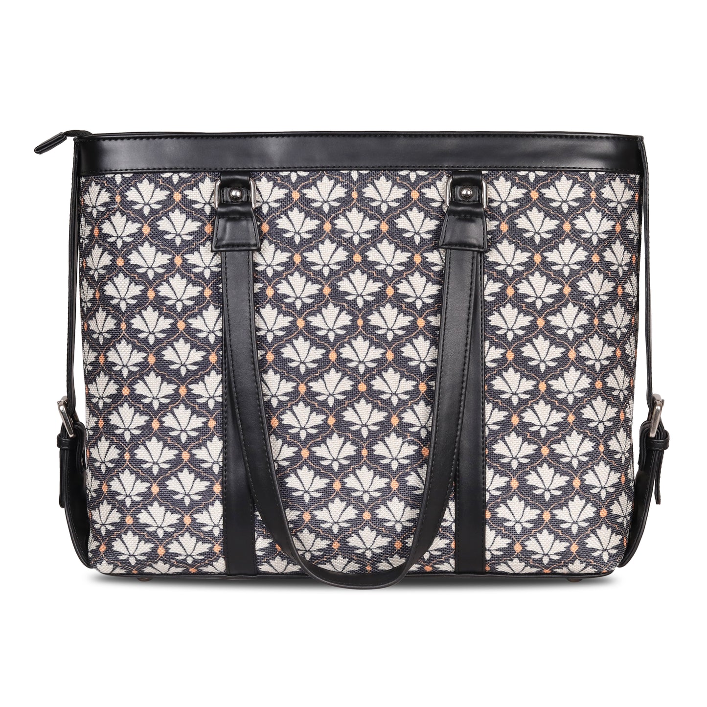 Vegan Leather Jute Printed Deco Floral Office & Laptop Bag