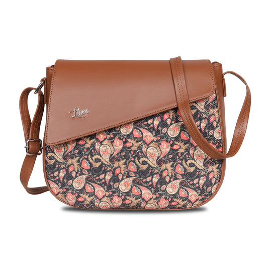 Handcrafted Vegan Leather Pisley Floral Sling Bag