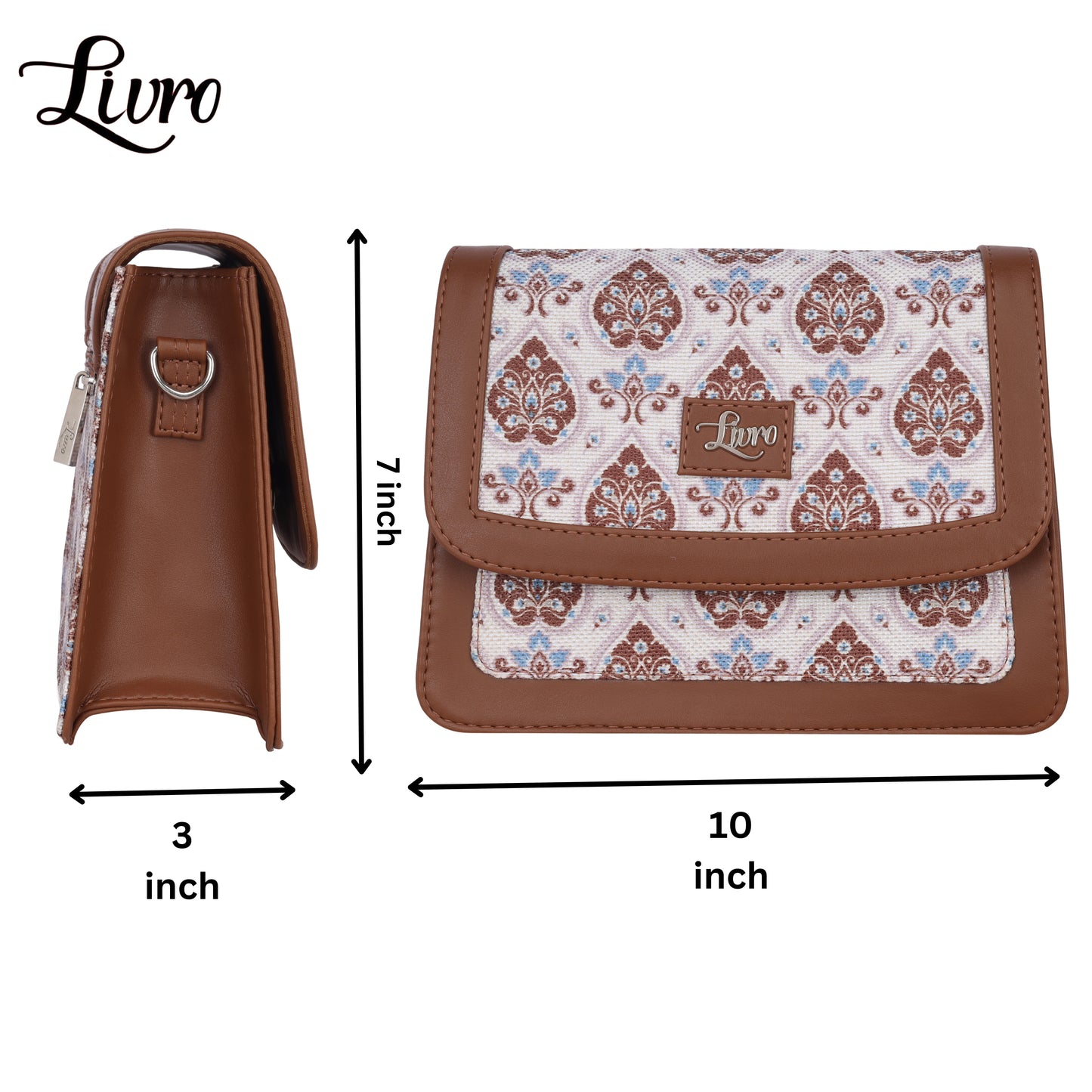 LIVRO Jute Printed Hand Crafted Vegan Leather styles Flap Sling Bag