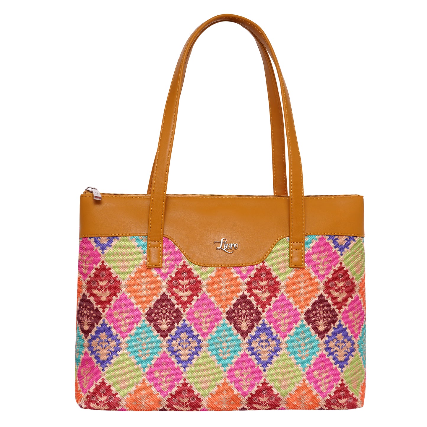 Printed Jute Vegan Leather Handcrafted Women's Office Bag Ladies Shoulder for College Girls Tote Bag