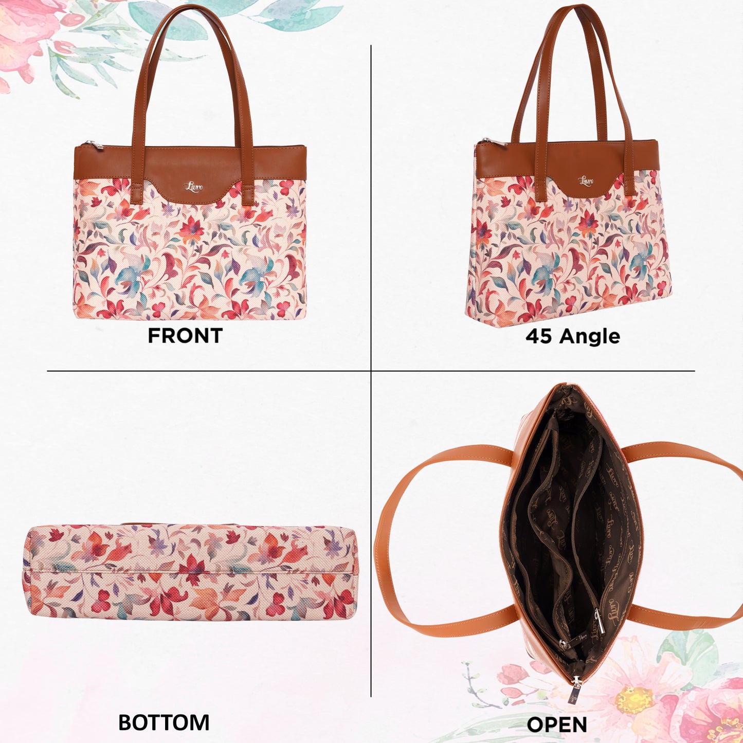 Printed Jute Vegan Leather Handcrafted Women's Office Bag Ladies Shoulder for College Girls Tote Bag