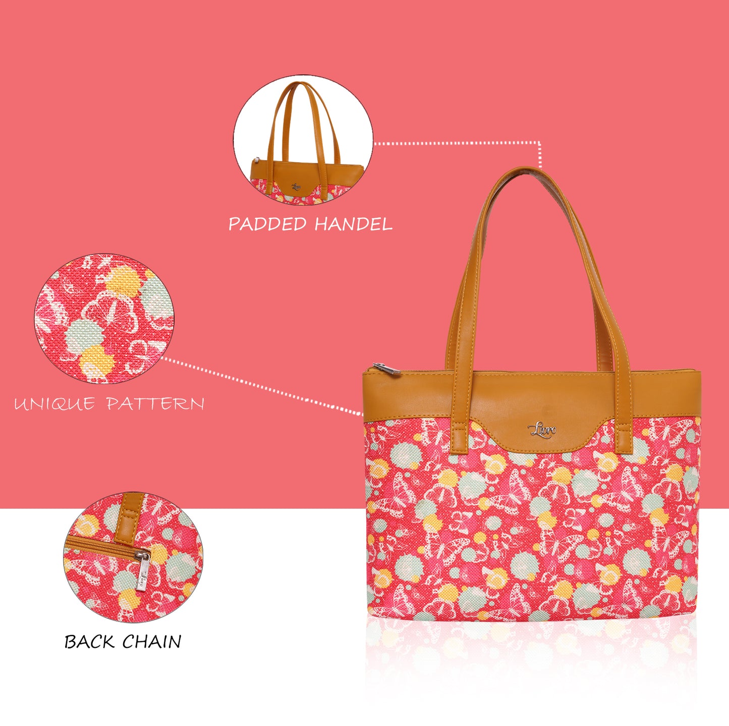 Printed Jute Vegan Leather Handcrafted Women's Office Bag Ladies Shoulder for College Girls Tote Bag