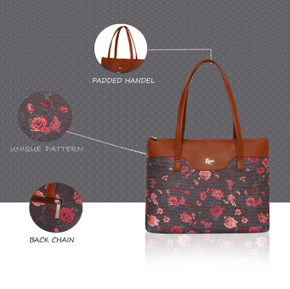 Printed Jute Vegan Leather Handcrafted Women's Office Bag Ladies Shoulder for College Girls Tote Bag