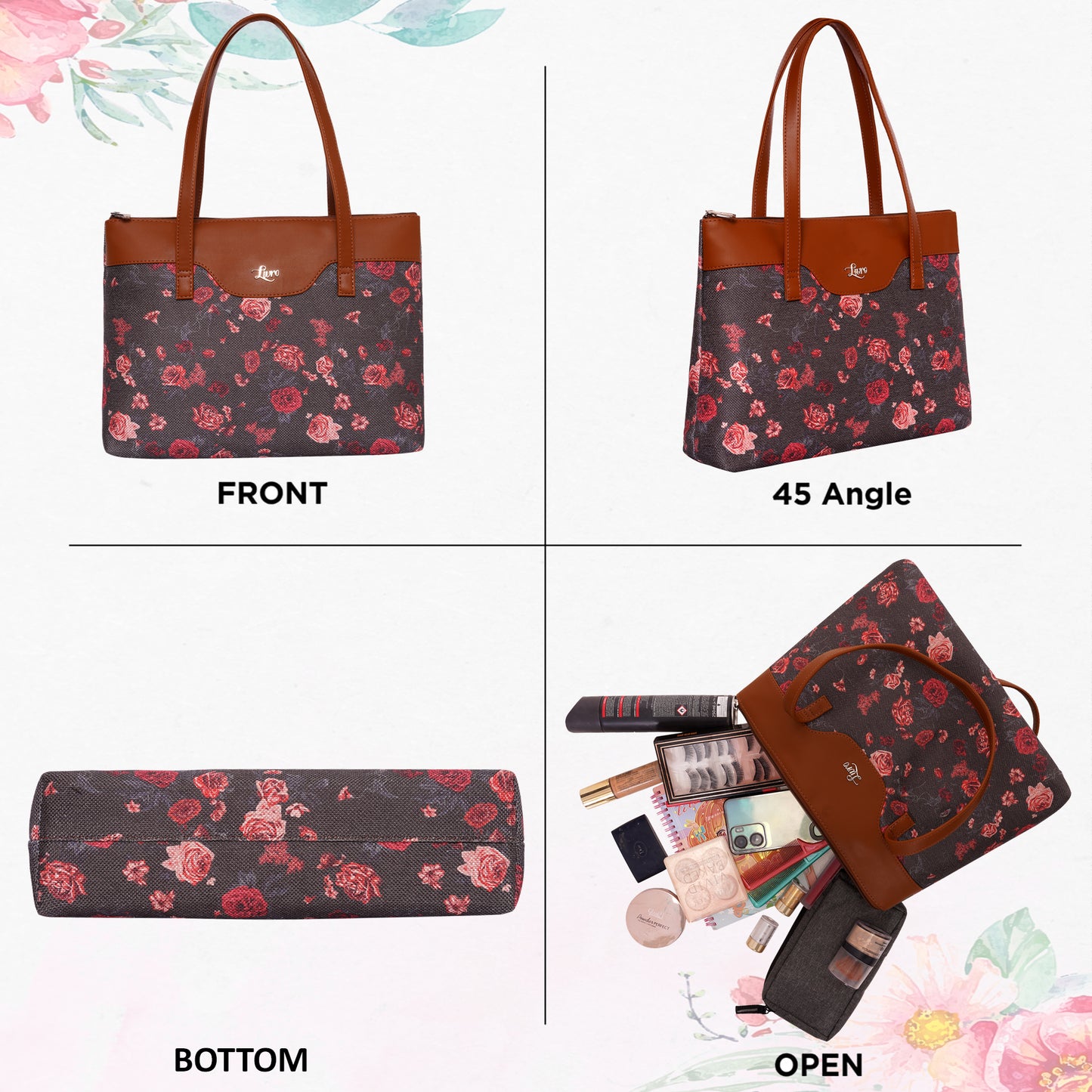 Printed Jute Vegan Leather Handcrafted Women's Office Bag Ladies Shoulder for College Girls Tote Bag