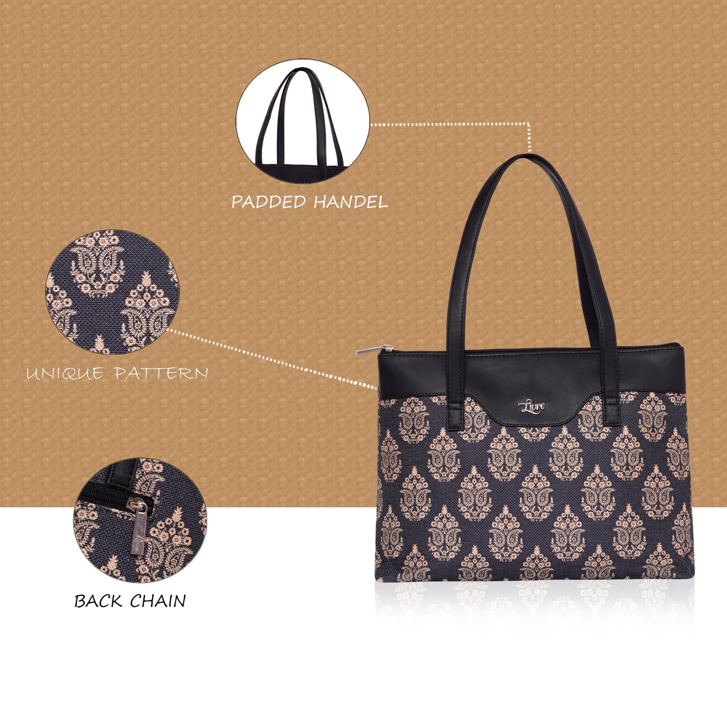 Printed Jute Vegan Leather Handcrafted Women's Office Bag Ladies Shoulder for College Girls Tote Bag