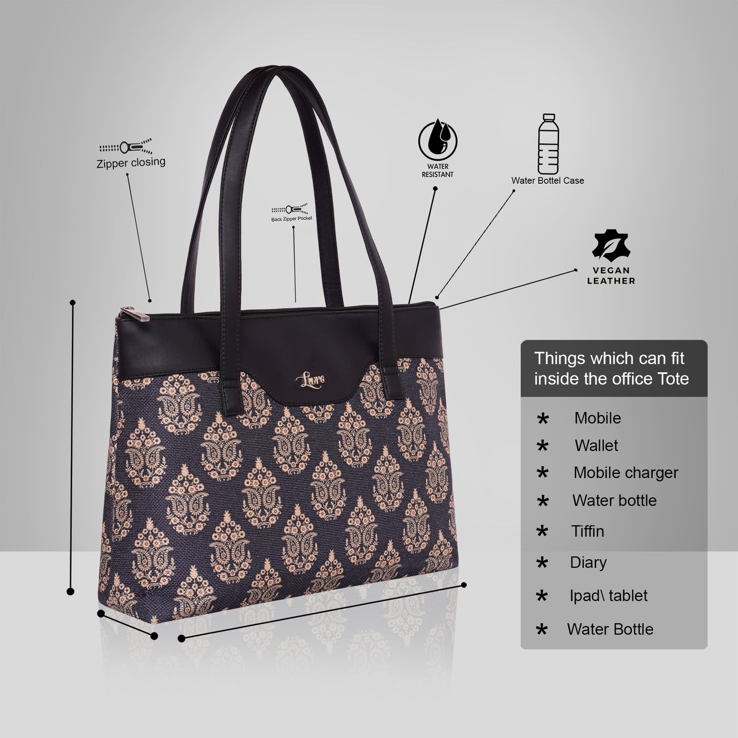 Printed Jute Vegan Leather Handcrafted Women's Office Bag Ladies Shoulder for College Girls Tote Bag