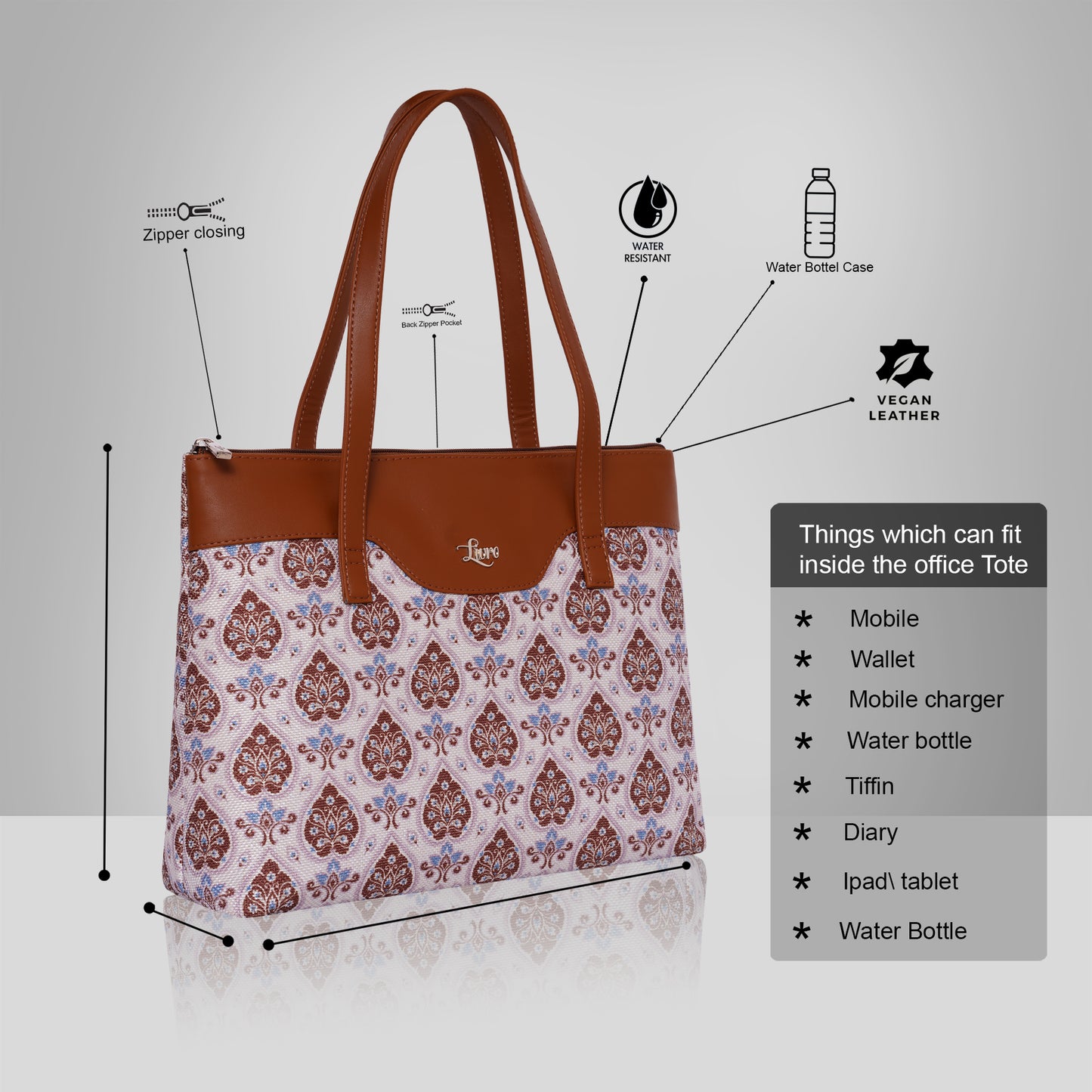 Printed Jute Vegan Leather Handcrafted Women's Office Bag Ladies Shoulder for College Girls Tote Bag