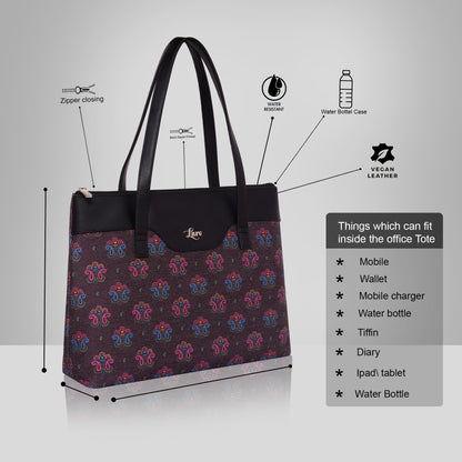 Printed Jute Vegan Leather Handcrafted Women's Office Bag Ladies Shoulder for College Girls Tote Bag