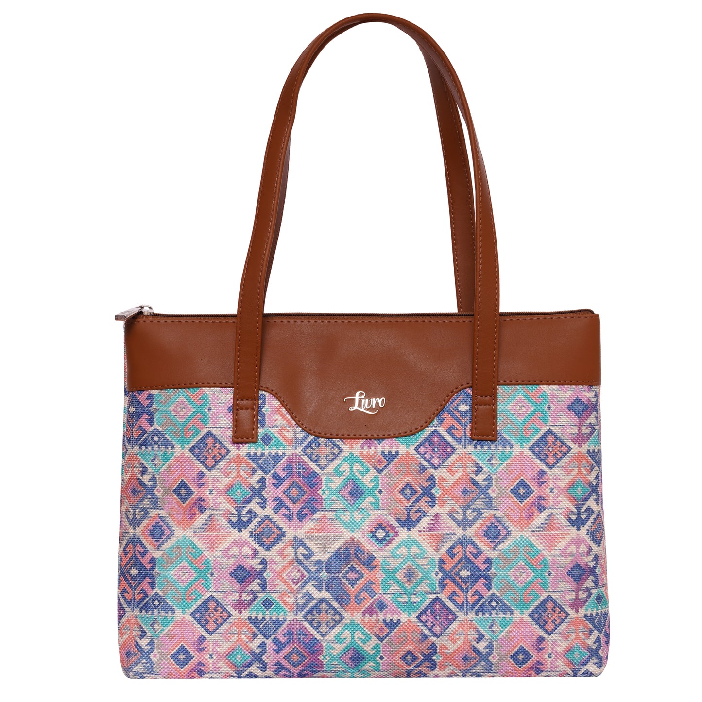 Printed Jute Vegan Leather Handcrafted Women's Office Bag Ladies Shoulder for College Girls Tote Bag