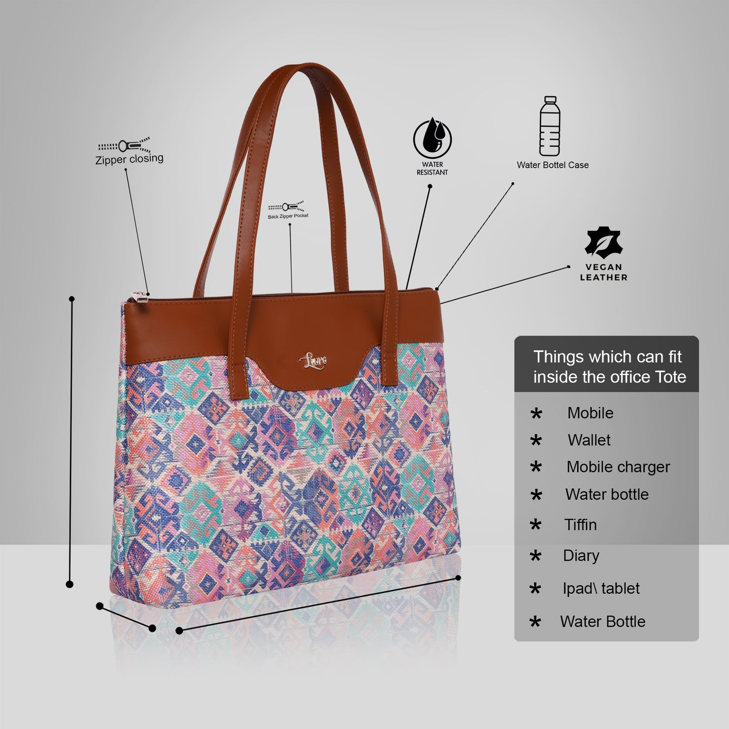 Printed Jute Vegan Leather Handcrafted Women's Office Bag Ladies Shoulder for College Girls Tote Bag