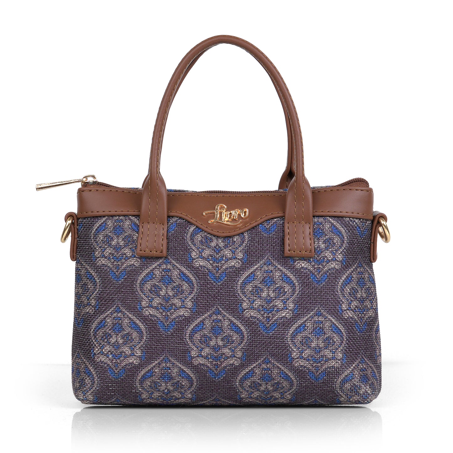 Lily Vegan Leather Blossom Blue Brown Sling Bag