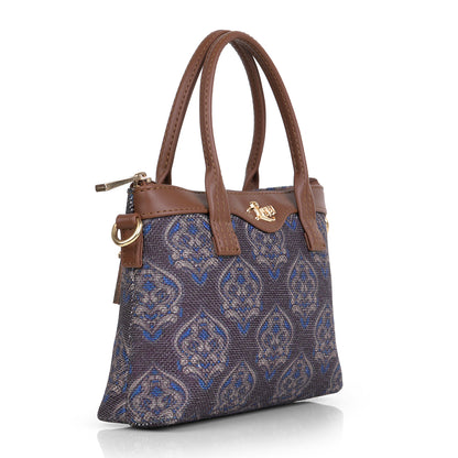 Lily Vegan Leather Blossom Blue Brown Sling Bag