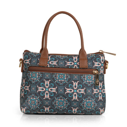 Lily Vegan Leather Mosaic Blue Brown Sling Bag