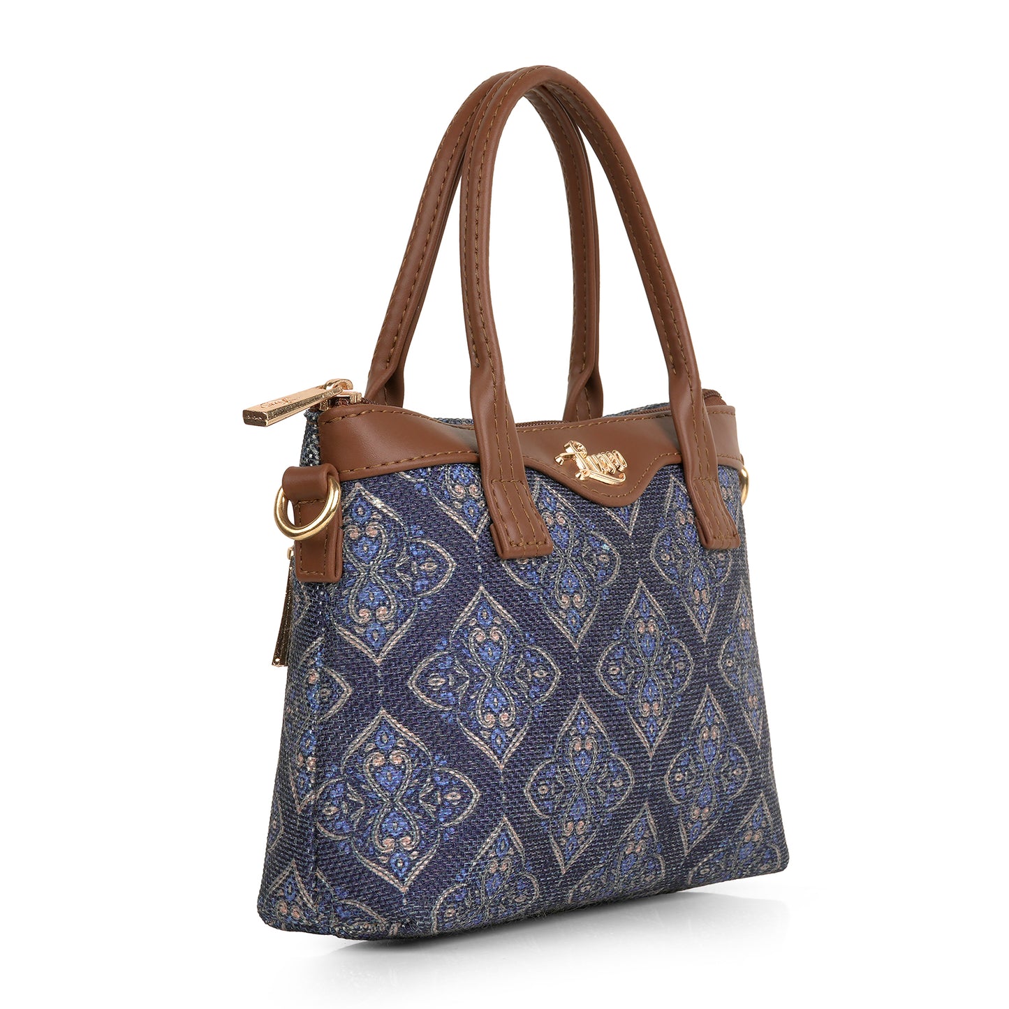 Lily Vegan Leather Tribal Blue Brown Sling Bag
