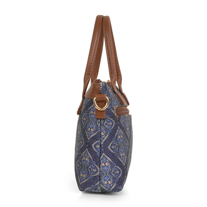 Lily Vegan Leather Tribal Blue Brown Sling Bag