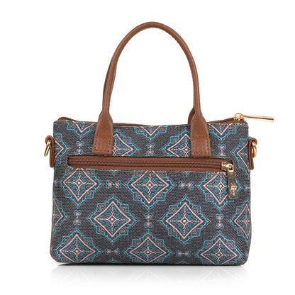 Lily Vegan Leather Moroccan Blue Brown Sling Bag