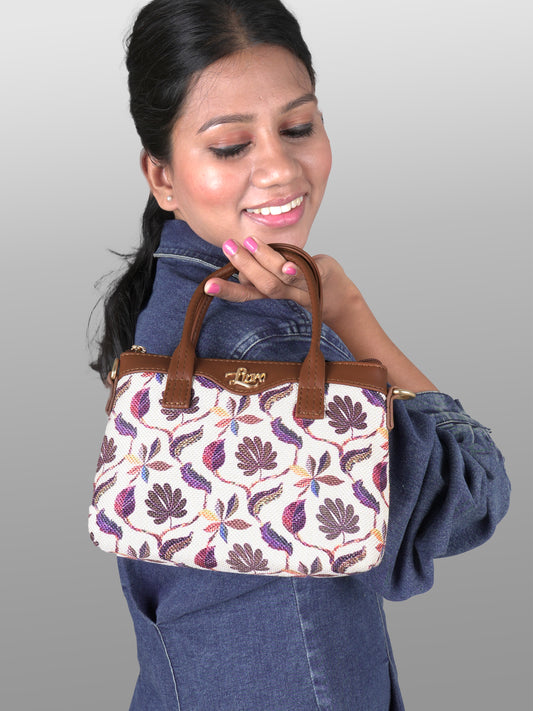 Lily Vegan Leather Threadle Multicolor Brown Sling Bag