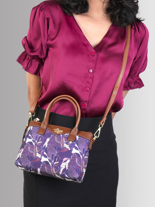 Lily Vegan Leather Urban Purple Brown Sling Bag
